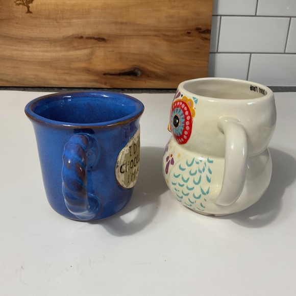 Humorous "I'd Give Up Chocolate But I'm No Quitter" & Folk Art Owl Mug - Picture 4 of 8